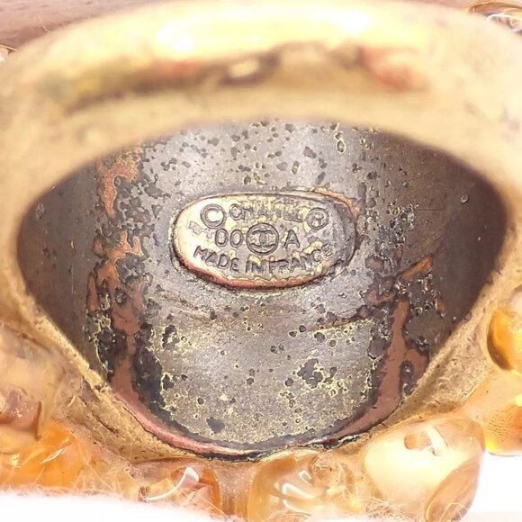 CHANEL Logo Gripoix Ring 00A Brown Gold-Plated France Accessory - Picture 11 of 16